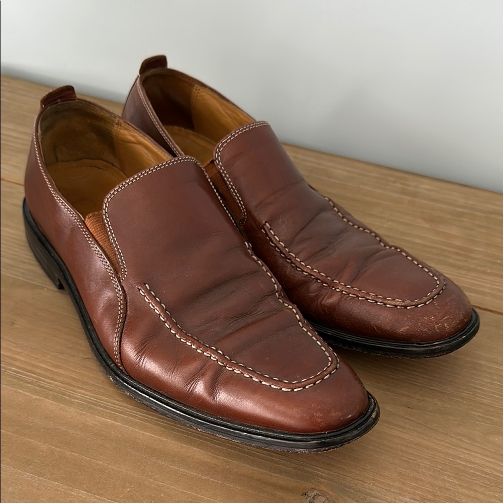 COLE HAAN Brown Loafers Slip-Ons with Smooth Leather and Padded Collar